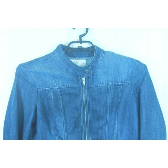 Guess Los Angeles Denim Jean Jacket Full Zip Pockets Motorcycle Size XL - Picture 3 of 8